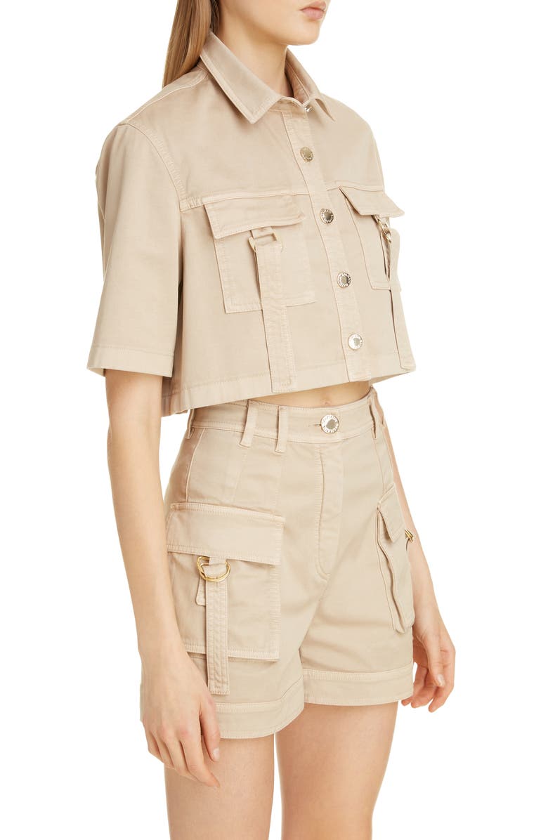 Balmain Cargo Crop Shirt, Alternate, color, 
