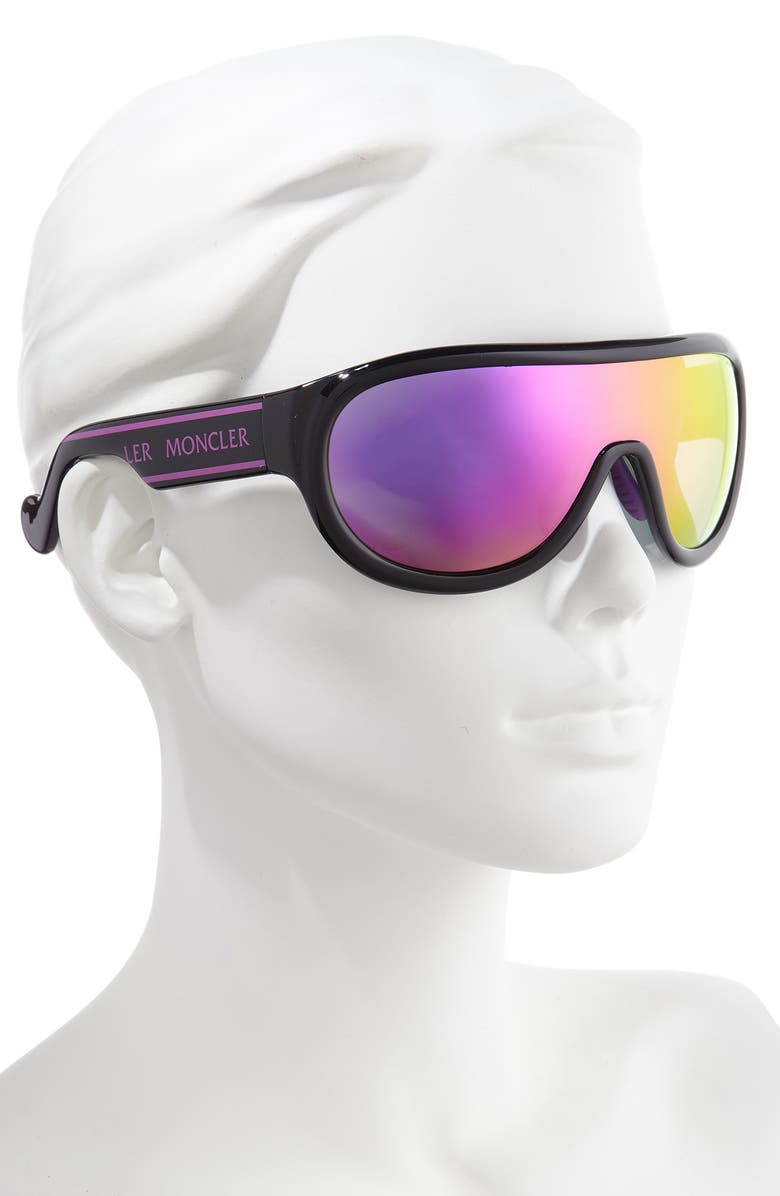 Moncler 155mm Mirrored Shield Sunglasses, Alternate, color,
