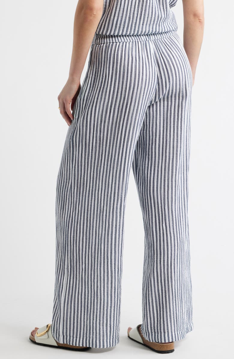 Caslon<sup>®</sup> Wide Leg Linen Blend Pants, Alternate, color, Navy- White Brianne Stripe
