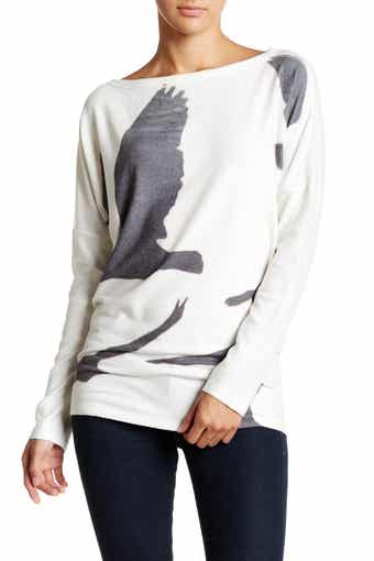 GO COUTURE Printed Dolman Tunic Sweater
