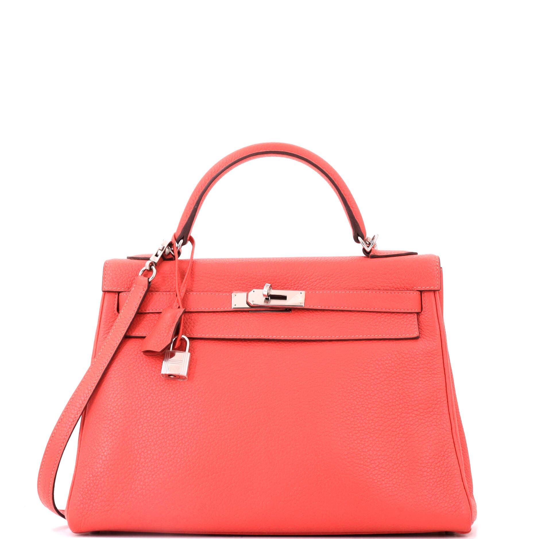Kelly Handbag Red Clemence with Palladium Hardware 32, Main, color, Red