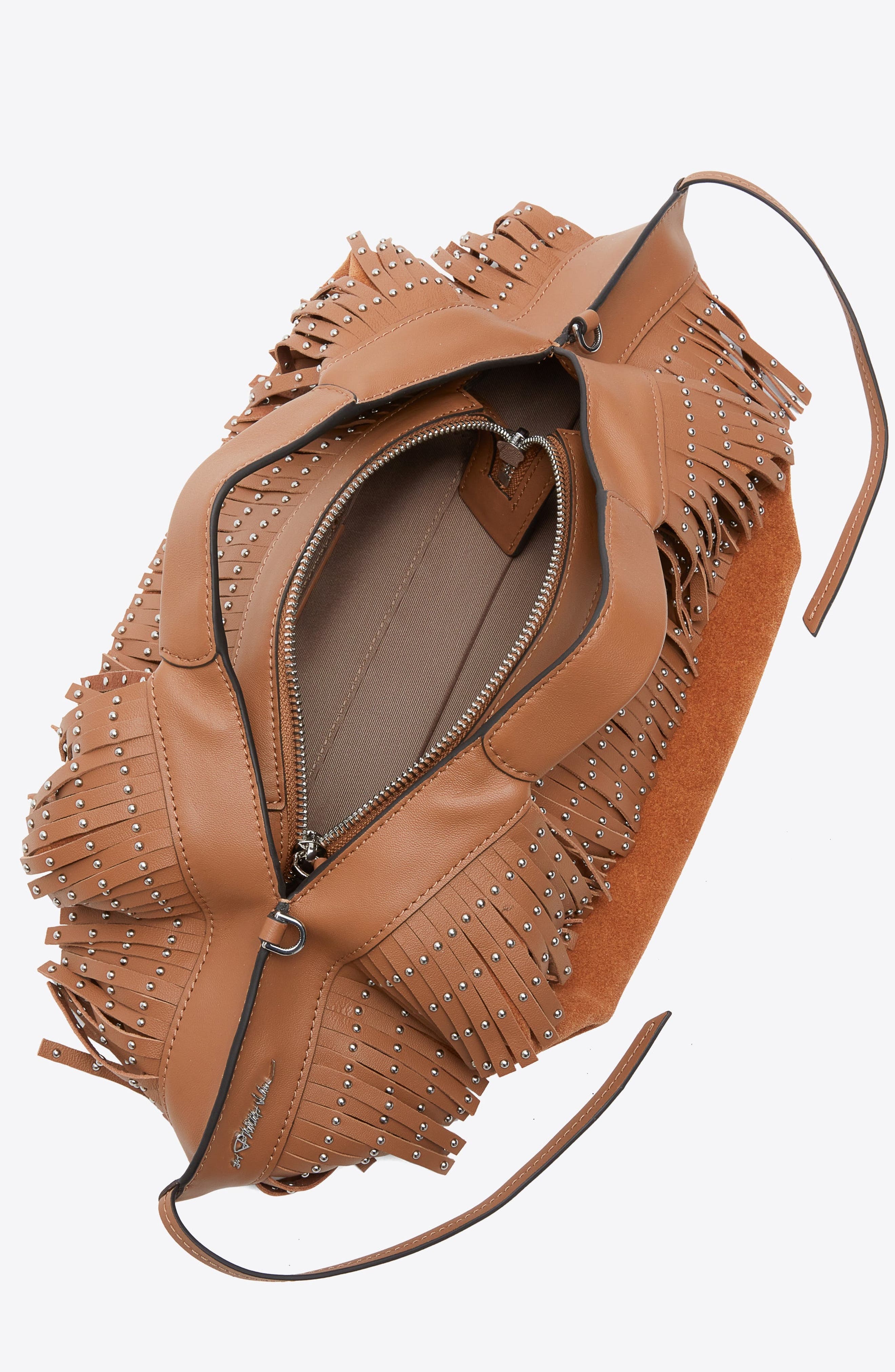 Luna Suede Fringe Mini Bag, Alternate, color, Camel