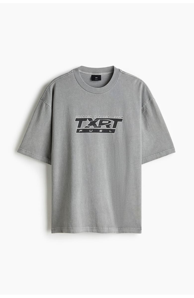 H&M Loose Fit Washed T-shirt, Main, color, Gray/Txrt