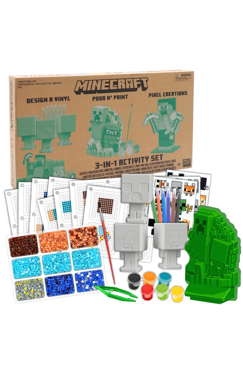 MINECRAFT 3 In 1 Activity Set, Minecraft Craft Kit, 3 DIY Creations, Kids 6+, Main, color, Multicolored
