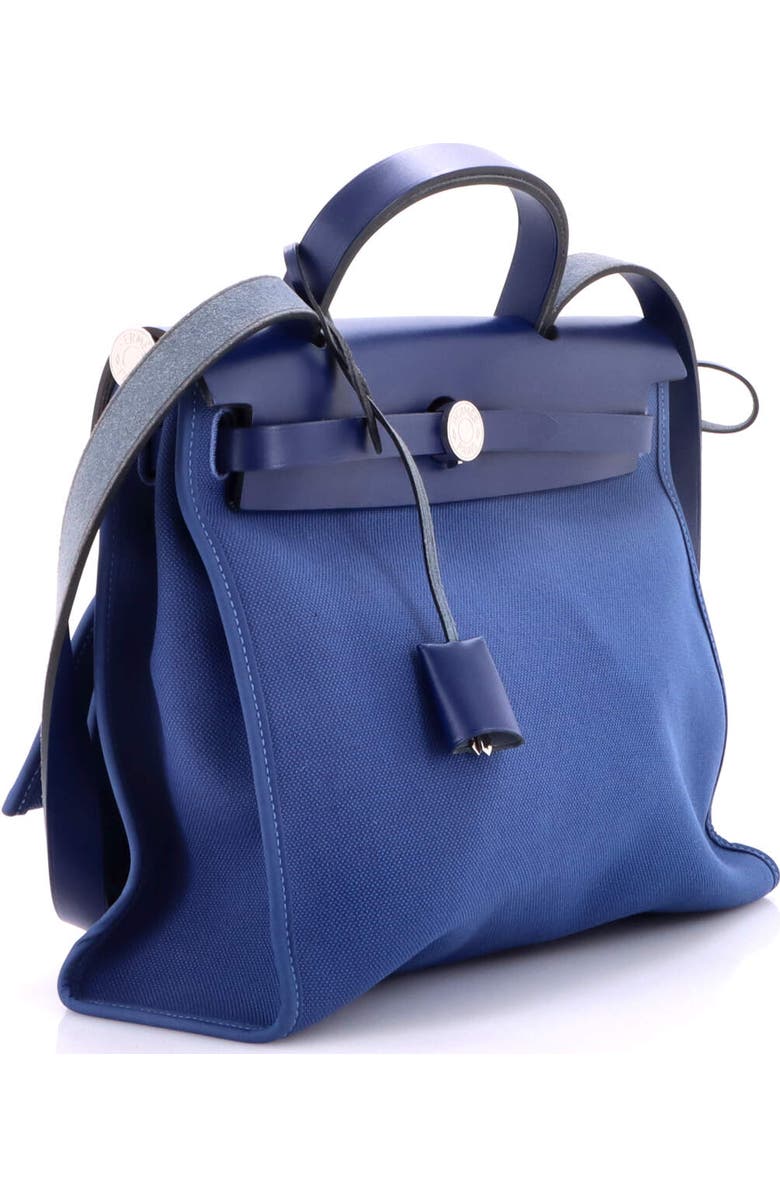 Pre-Owned Hermes Herbag Zip Leather and Toile 31, Alternate, color, Bleu Brighton