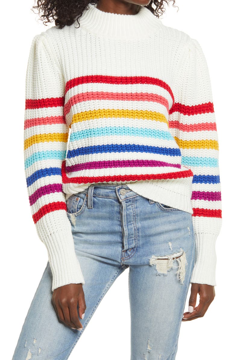 English Factory Rainbow Stripe Sweater, Main, color, 