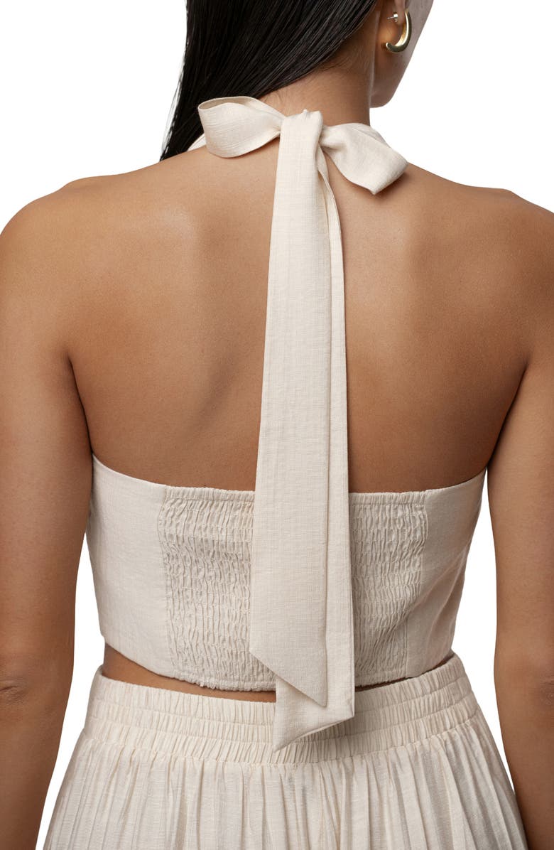 JLUXLABEL Tropical Daze Halter Top & Wide Leg Pant Set, Alternate, color, Cream