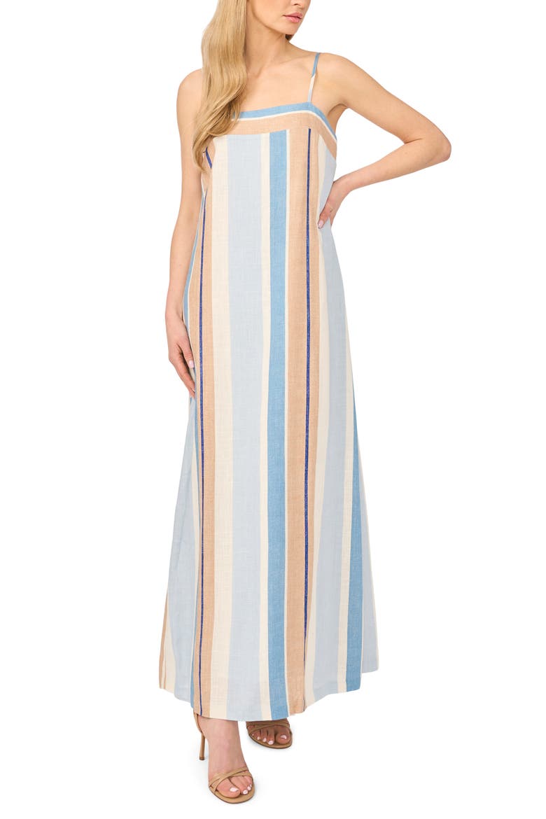 Vertical Stripe Maxi Dress, Main, color, AIRY BLUE