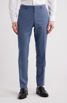 Genius Slim Fit Tan Microcheck Flat Front Stretch Dress Pants
