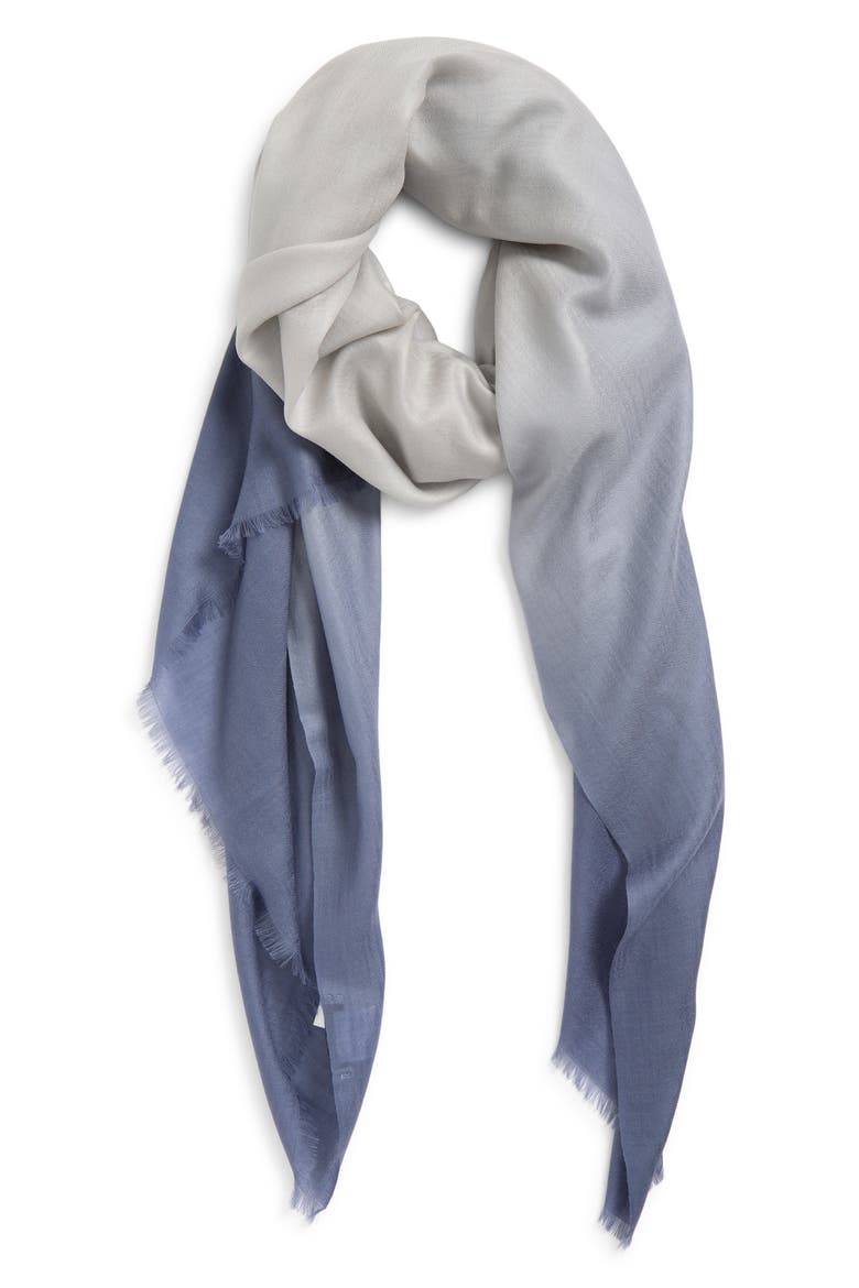 Lightweight Dip Dye Cashmere Scarf, Main, color, AZUL