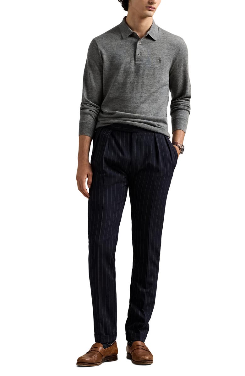 Polo Ralph Lauren Long Sleeve Wool Polo Sweater, Alternate, color, Fawn Grey Heather