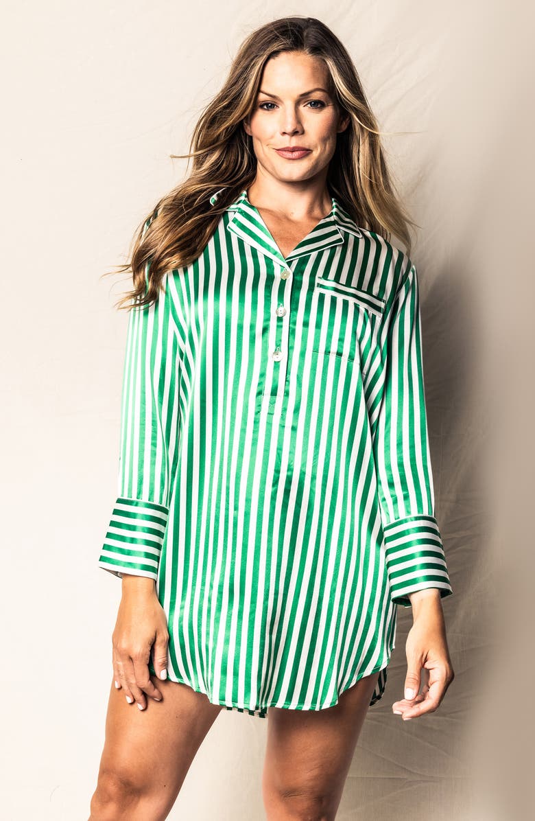 Petite Plume Stripe Silk Nightshirt, Alternate, color, 