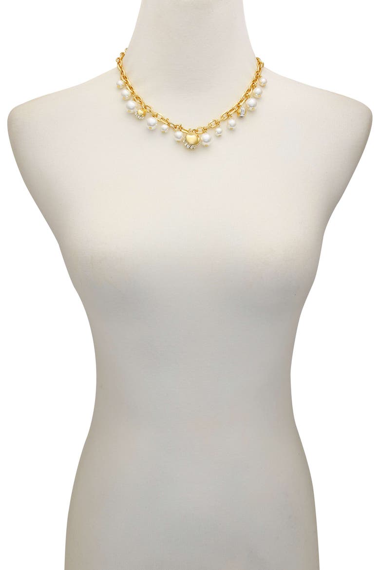 Pearl Chain Link Toggle Necklace, Alternate, color, 14K Gold Plated