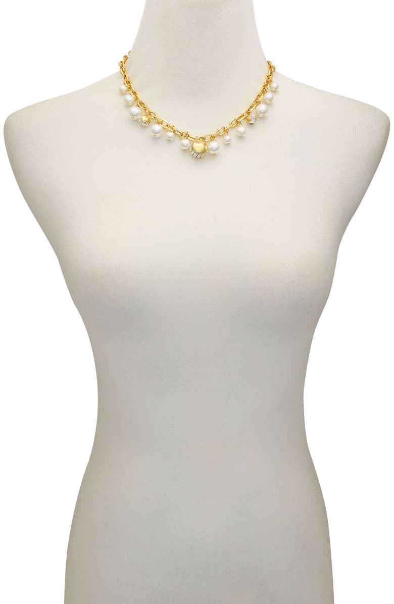 Vince Camuto Pearl Chain Link Toggle Necklace, Alternate, color, 14K Gold Plated