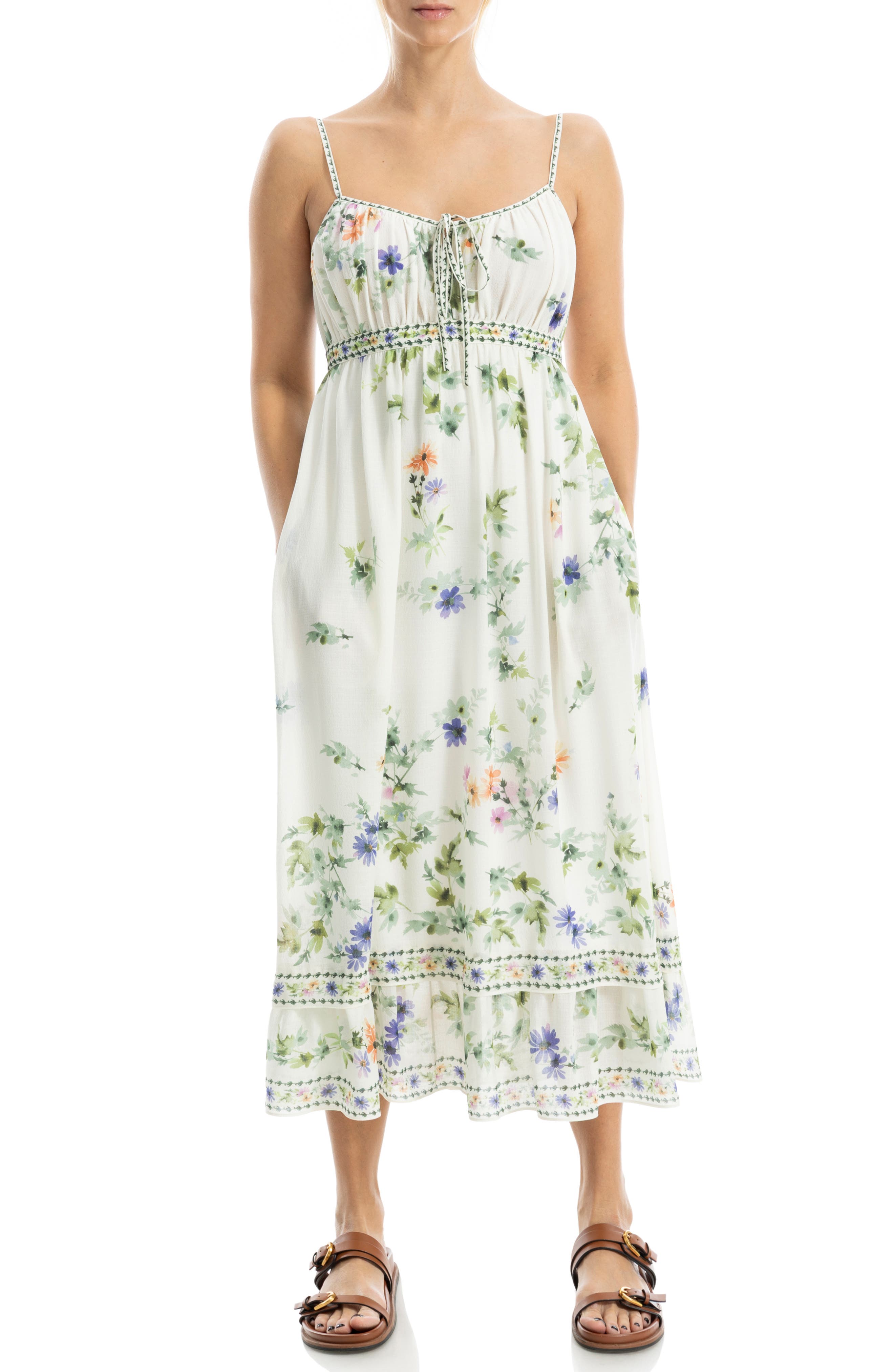 MAX STUDIO Floral Empire Waist Midi Dress