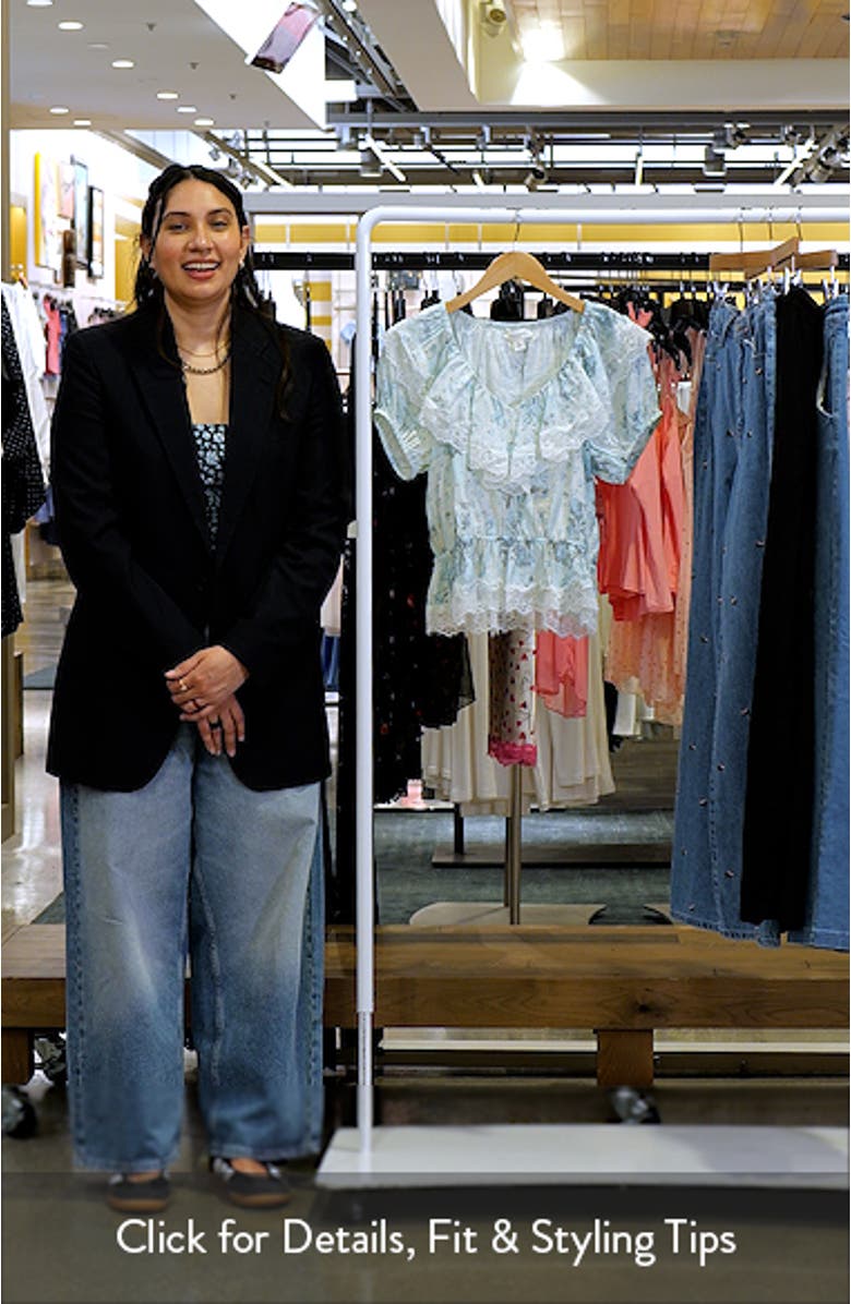 Lace Trim Puff Sleeve Peplum Top, sales video thumbnail