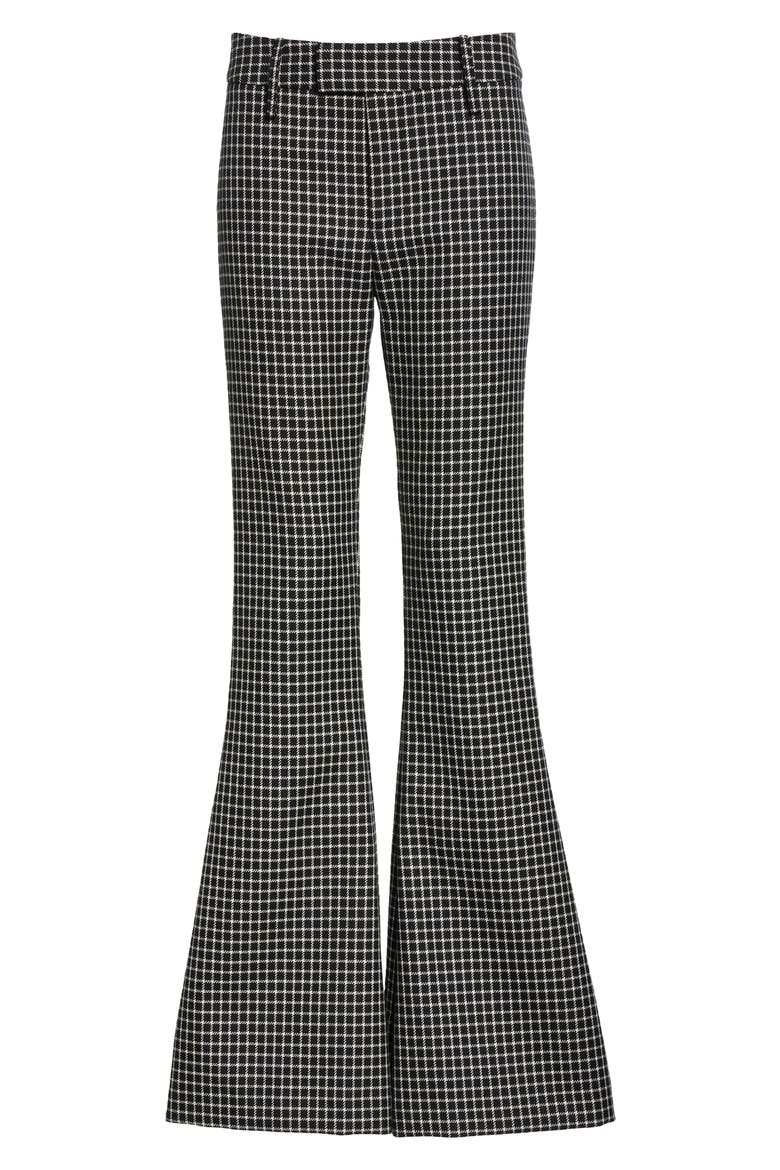 Check Bootcut Wool Trousers, Alternate, color, BLACK GRID