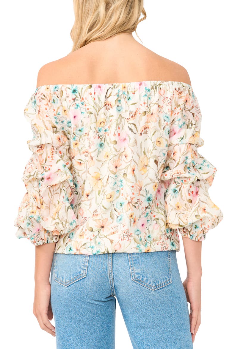 Off the Shoulder Bubble Sleeve Top, Alternate, color, ANTIQUE WHITE