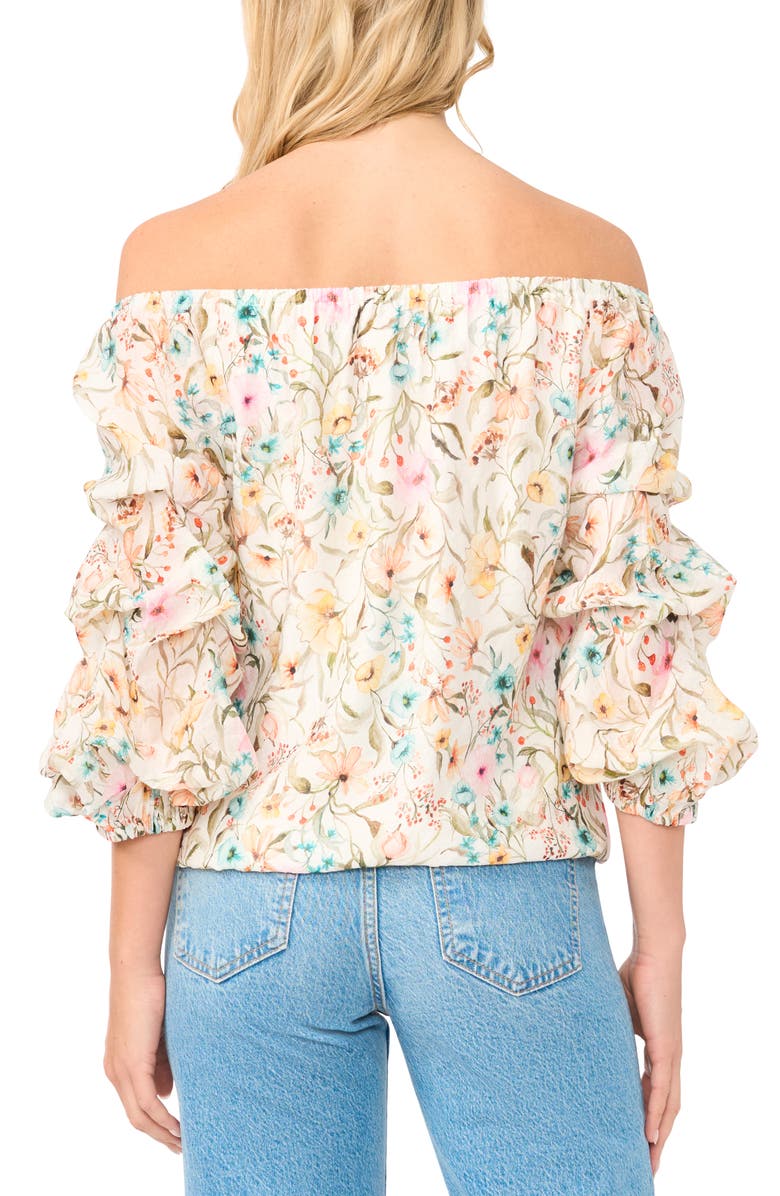 Vince Camuto Off the Shoulder Bubble Sleeve Top, Alternate, color, Antique White