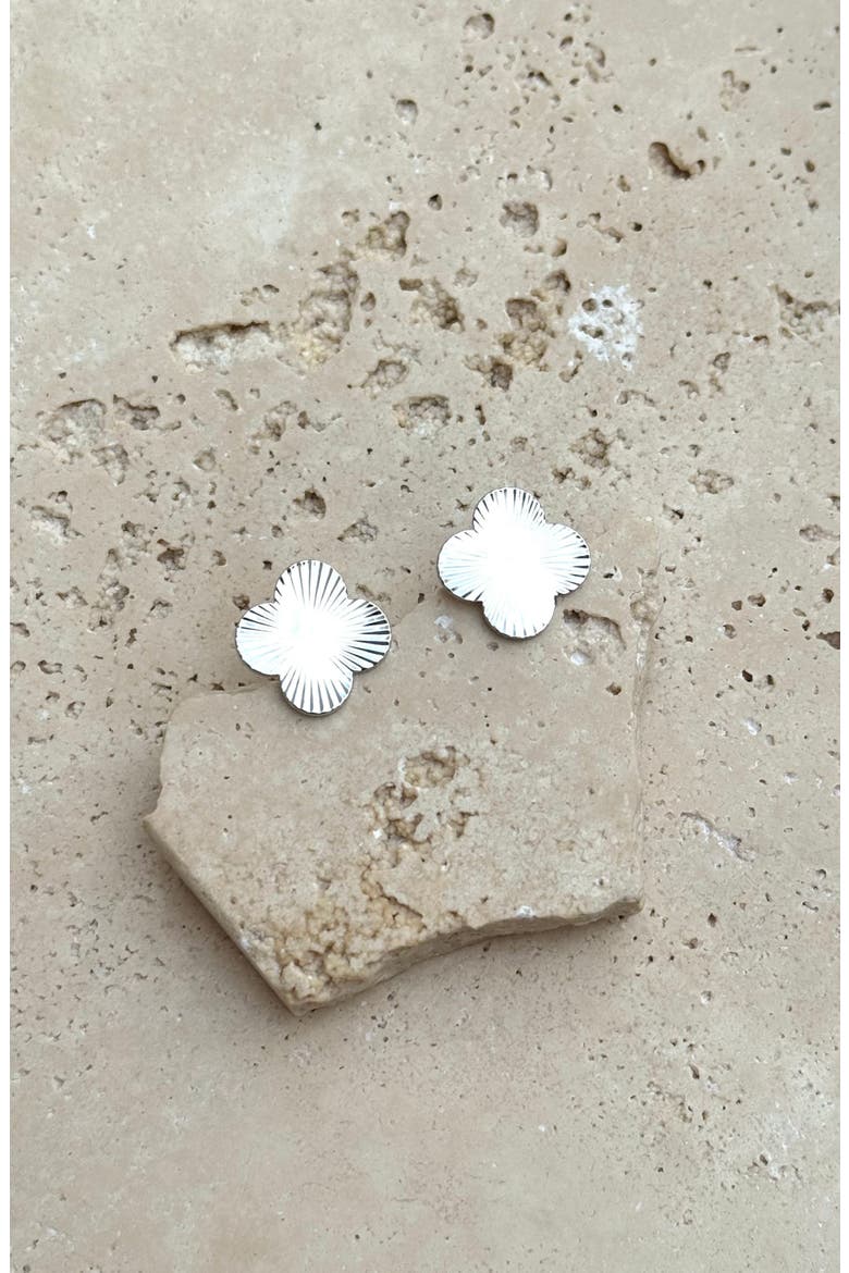 Prismatic Clover Stud Earrings, Alternate, color, SILVER