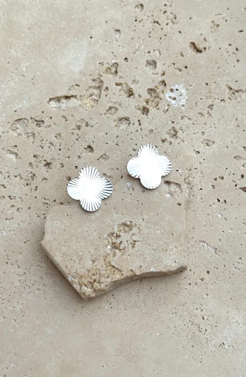 Adornia Silver Plated Prismatic Clover Stud Earrings In Silver