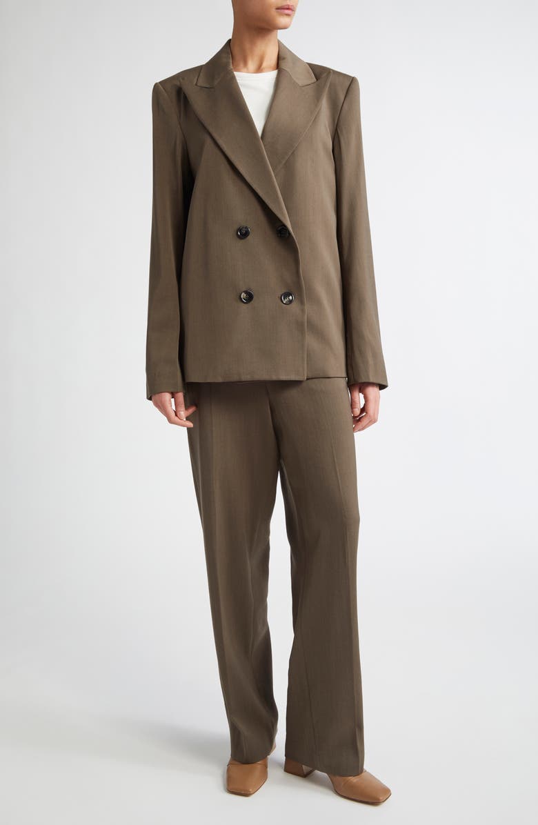 TEURN STUDIOS Straight Leg Wool Gabardine Trousers, Alternate, color, Khaki