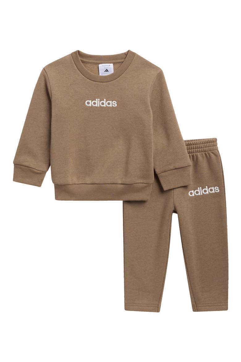 Kids' Linear Cotton Fleece Sweatshirt & Joggers Set, Main, color, KHAKI SIX