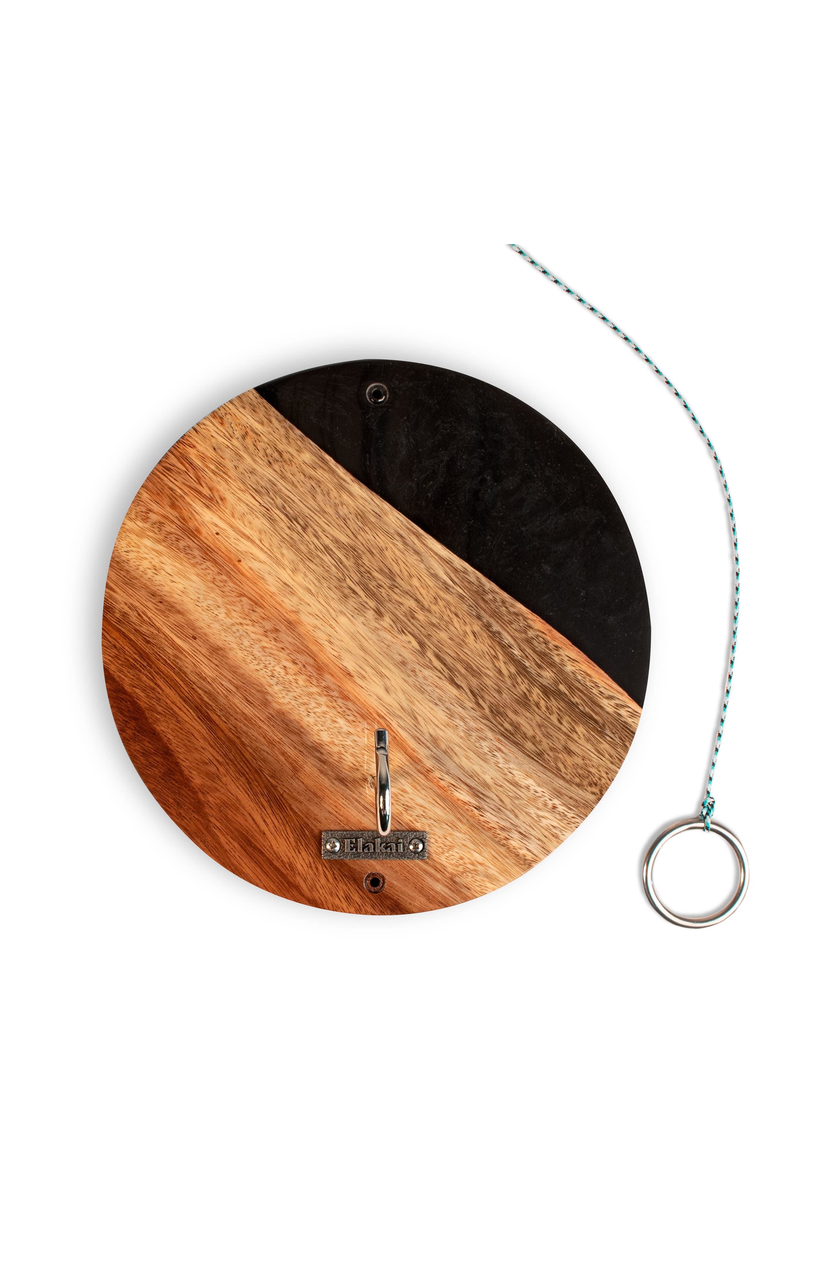Elakai One of a Kind Gray Stone Epoxy Resin Live-Edge Wood Hook and Ring Toss Game