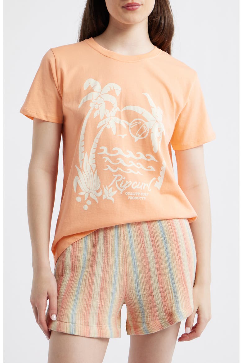 Moon Cotton Graphic T-Shirt, Main, color, PAPAYA