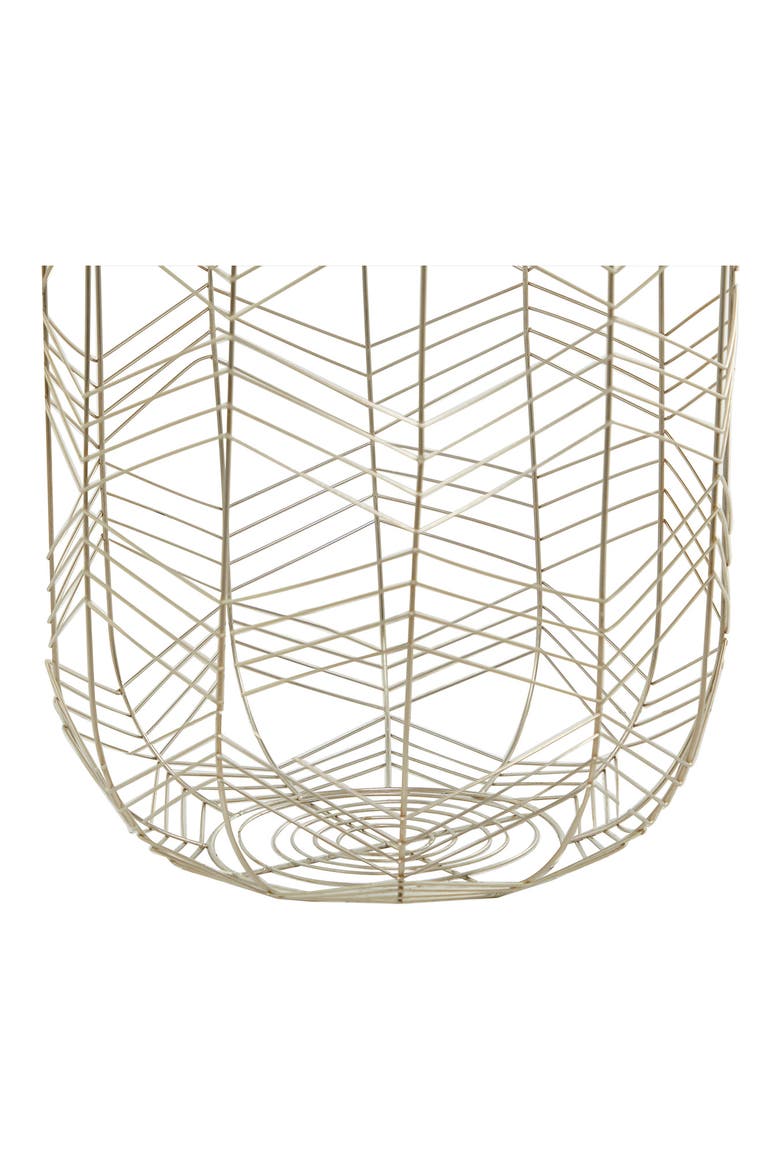Silvertone Metal Glam Storage Basket with Faux Leather Handles - Set of 3, Alternate, color, SILVER