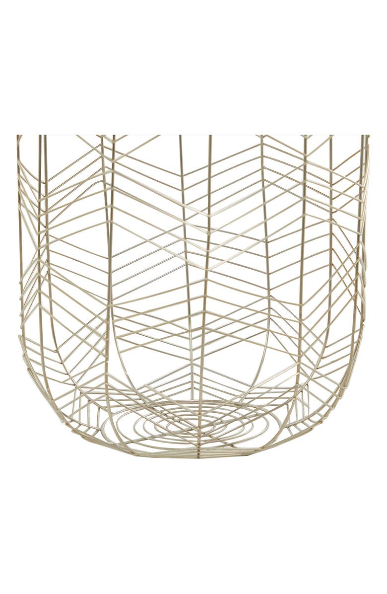 COSMO BY COSMOPOLITAN Silvertone Metal Glam Storage Basket with Faux Leather Handles - Set of 3, Alternate, color, Silver