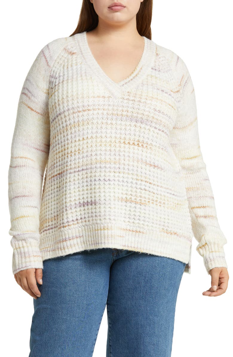 Caslon<sup>®</sup> Space Dye V-Neck Pullover, Main, color,
