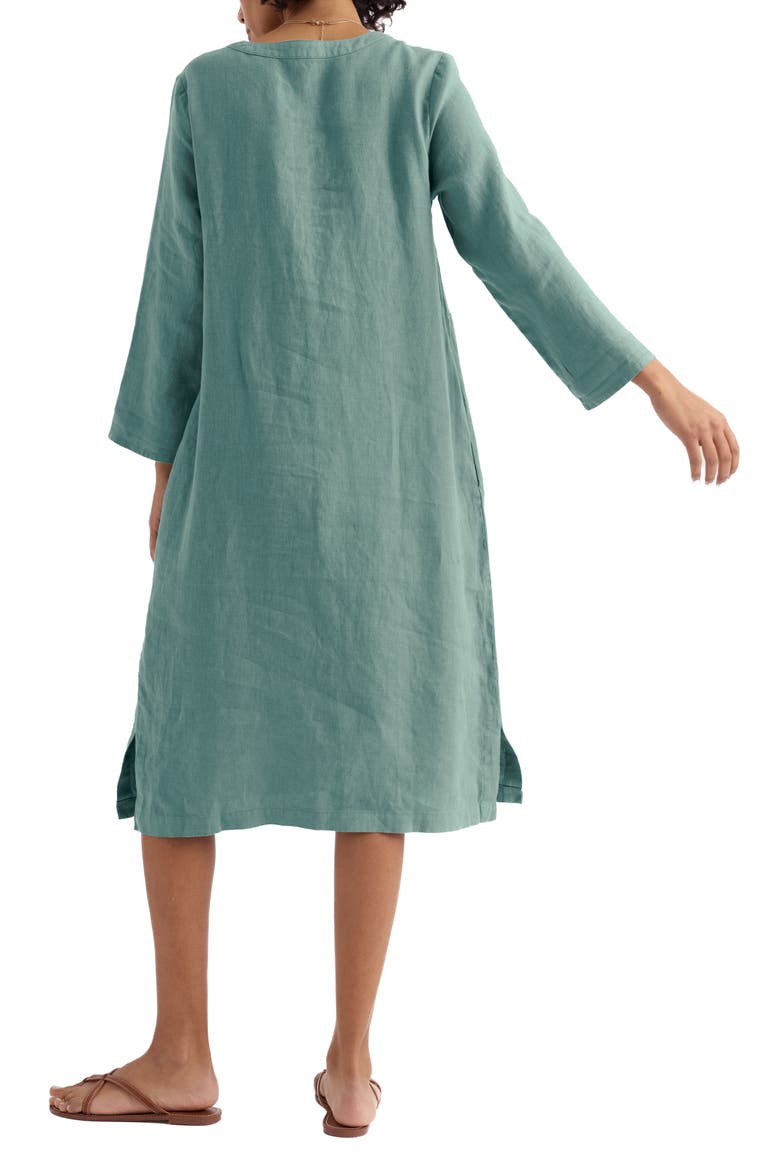 Dew Drop Long Sleeve Linen Midi Dress, Alternate, color, SARDINE