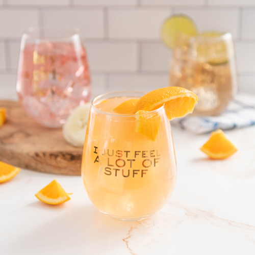 Jollity & Co "i Just Feel A Lot Of Stuff" Wine Glass In Assorted Pre-pack