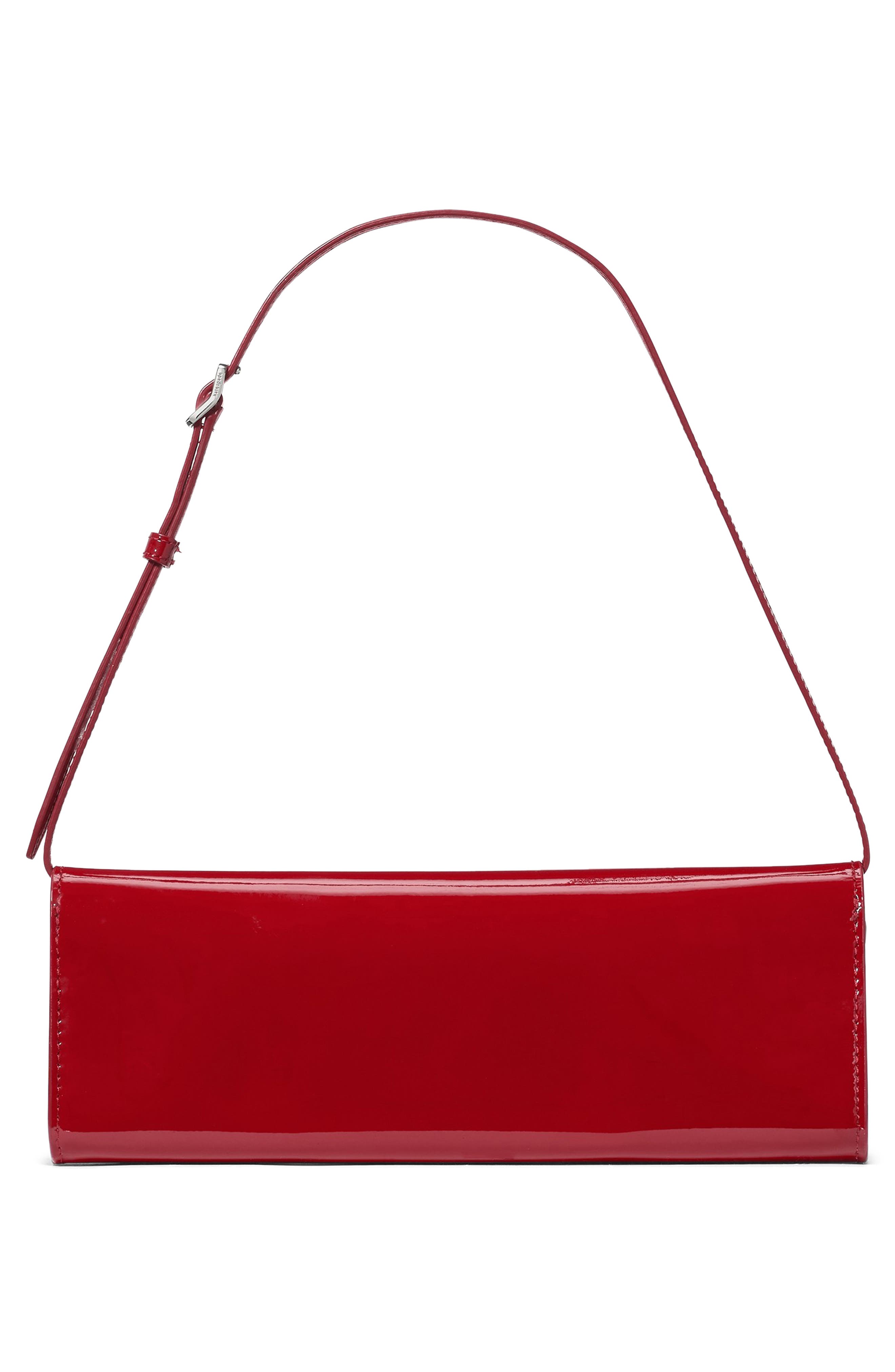 Kate Spade New York mini deco soft patent leather shoulder bag, Alternate, color, Dark Scarlet