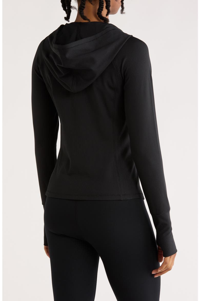 Felix Lux Ribbed Solara Full Zip Hoodie, Alternate, color, BLACK