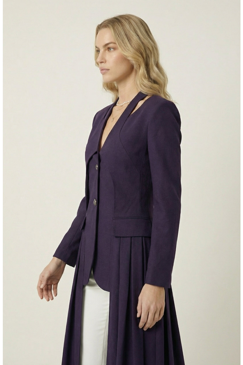 Tailored Longline Blazer Coat, Alternate, color, Deep Purple