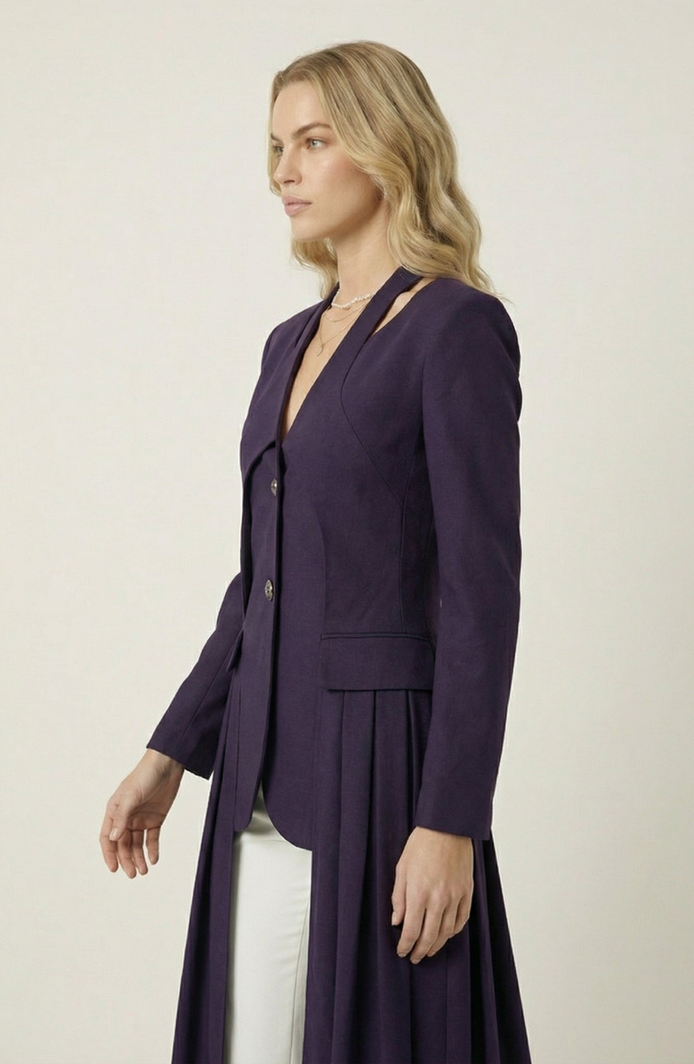 Modenaire Tailored Longline Blazer Coat, Alternate, color, Deep Purple