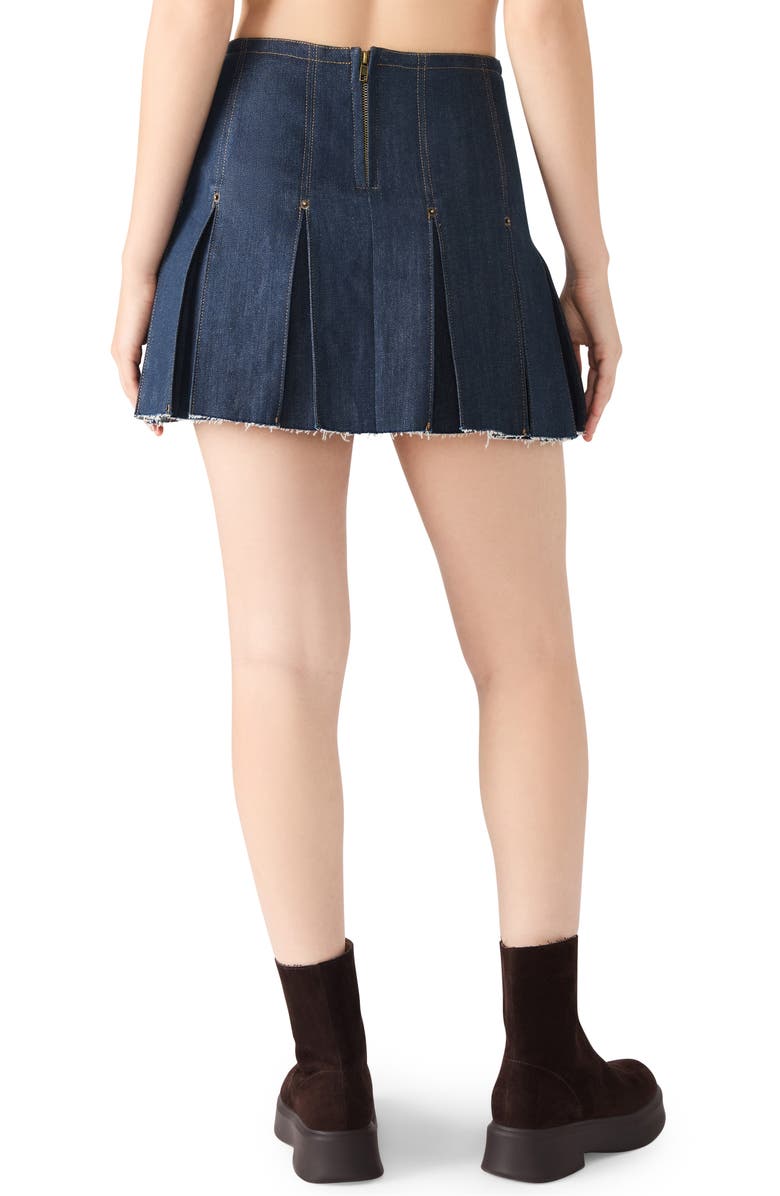 Steve Madden Joan Pleated Denim Miniskirt, Alternate, color, Deep Indigo