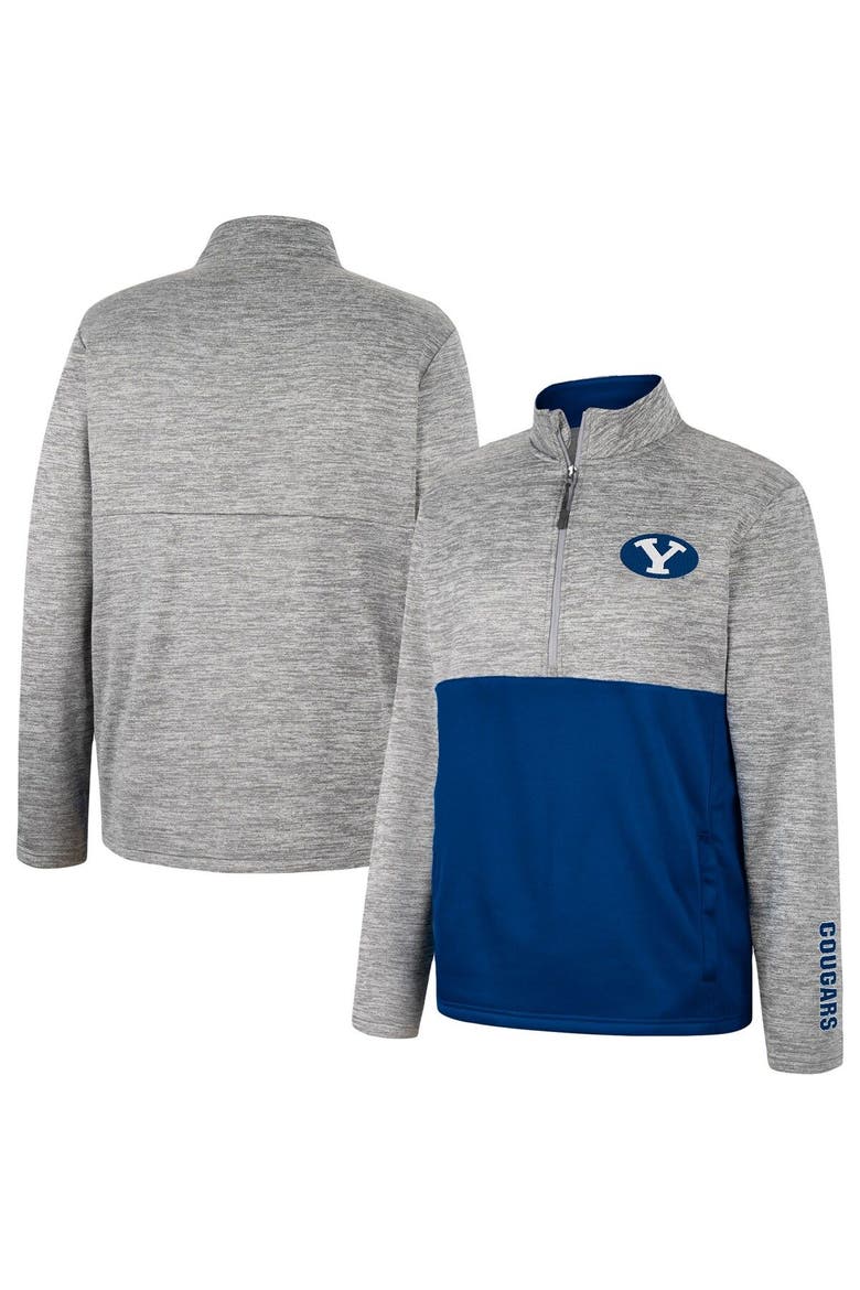 Men's Colosseum Gray BYU Cougars John Half-Zip Jacket, Main, color, Heather Gray