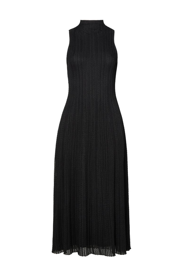 Nessa Halterneck Knitted Midi Dress, Alternate, color, Black