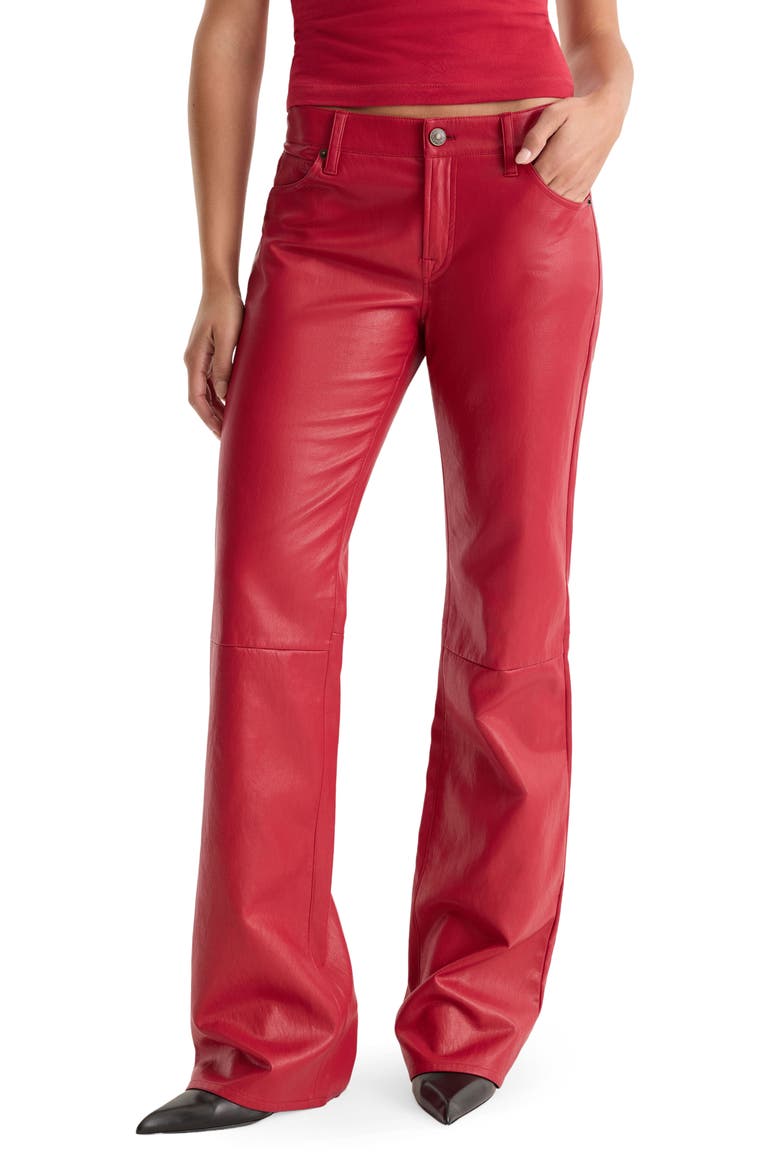 Better Than Leather Vintage Low Rise Flare Faux Leather Pants, Main, color, CARMINE