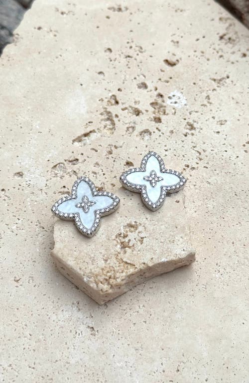 Adornia Cubic Zirconia Flower Stud Earrings In Metallic