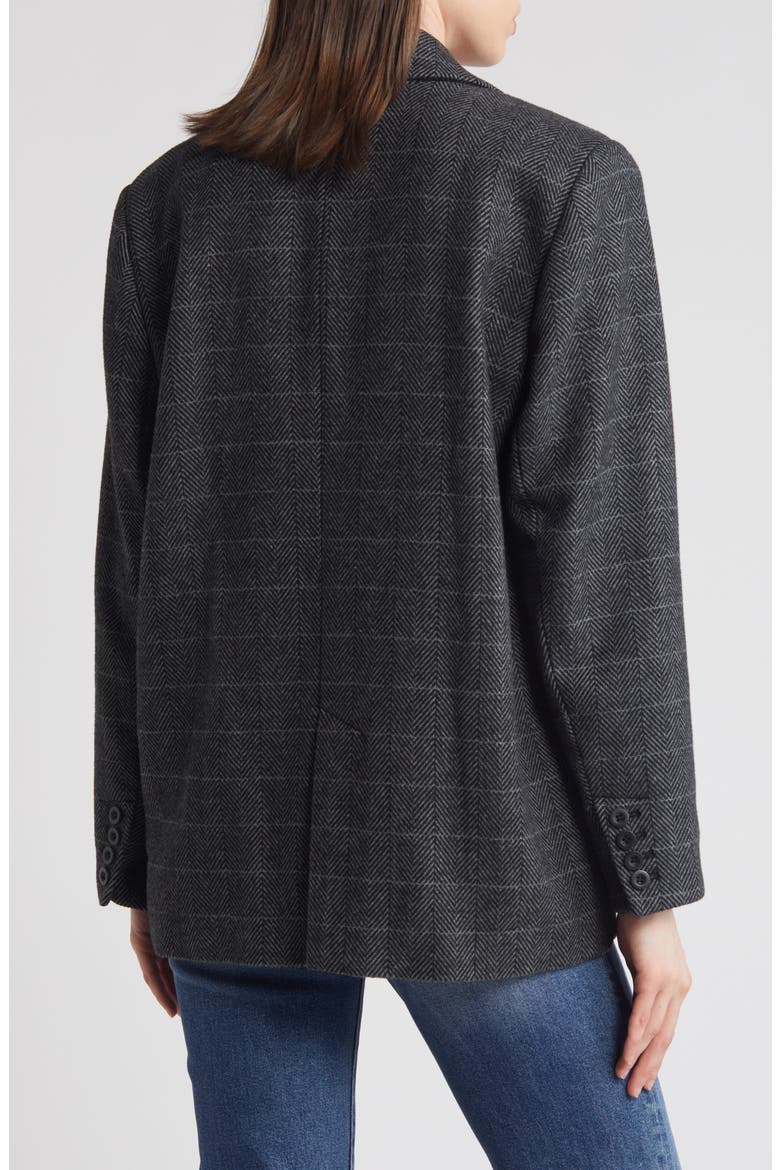 Chevron Oversize Single Breasted Blazer, Alternate, color, GREY- BLACK CHEVRON WEAVE