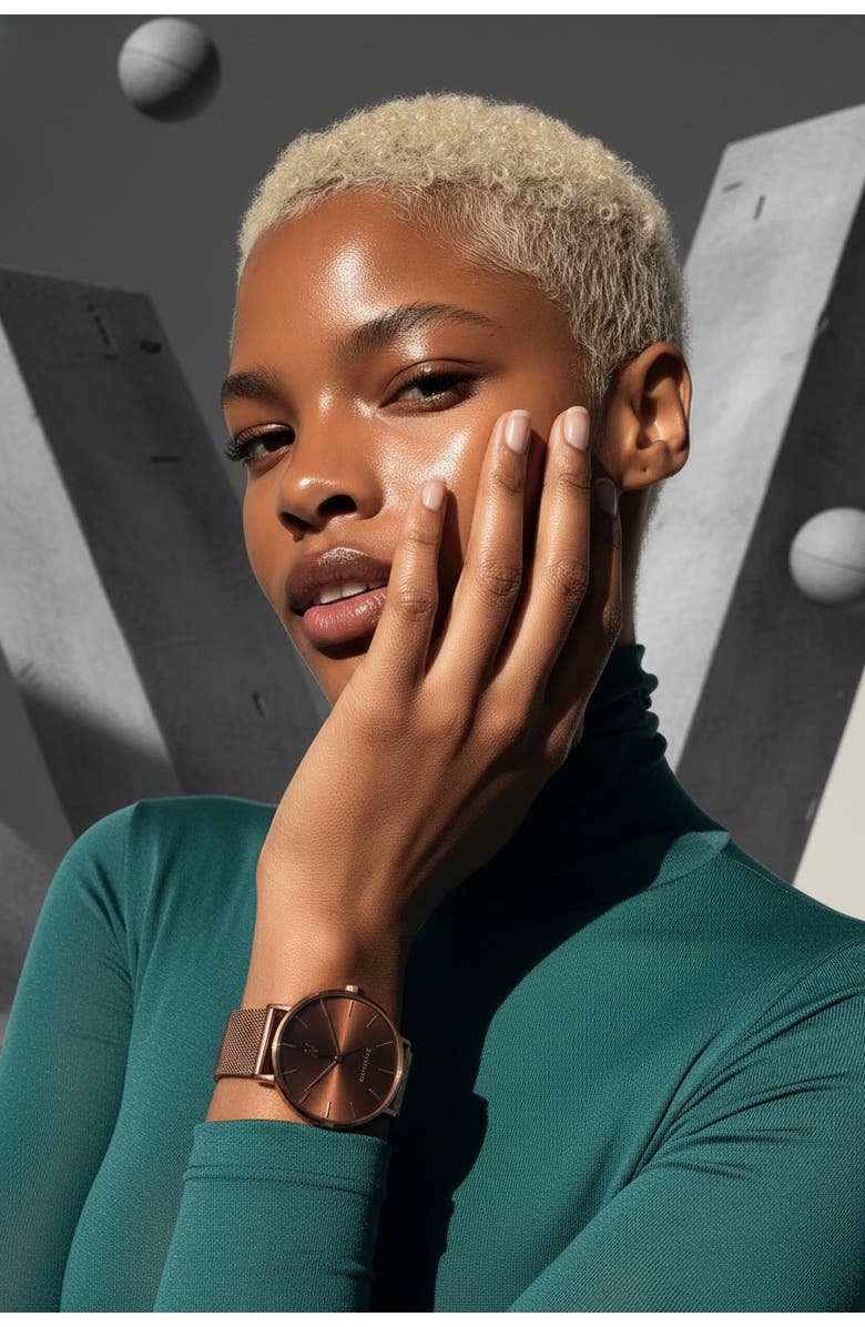 NCMPRBL Advance Cocoa Quartz Movement Watch, 36MM, Alternate, color, Brown/Rose Gold