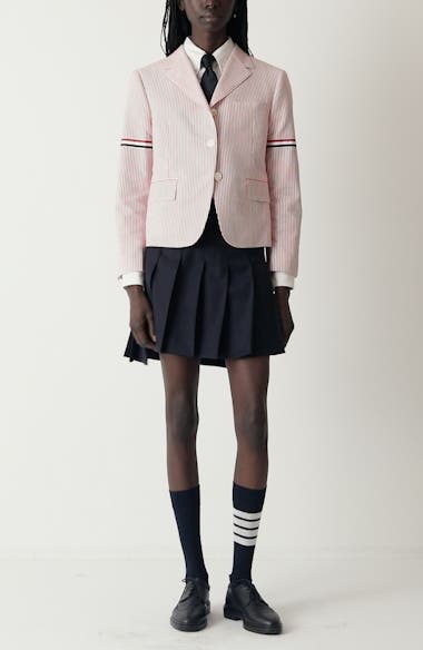 ミニスカート THOM BROWNE Drop-Back Wool Mini Skirt FGC402V 06146 035 Thom Browne Drop Back Pleated Wool Miniskirt | Nordstrom
