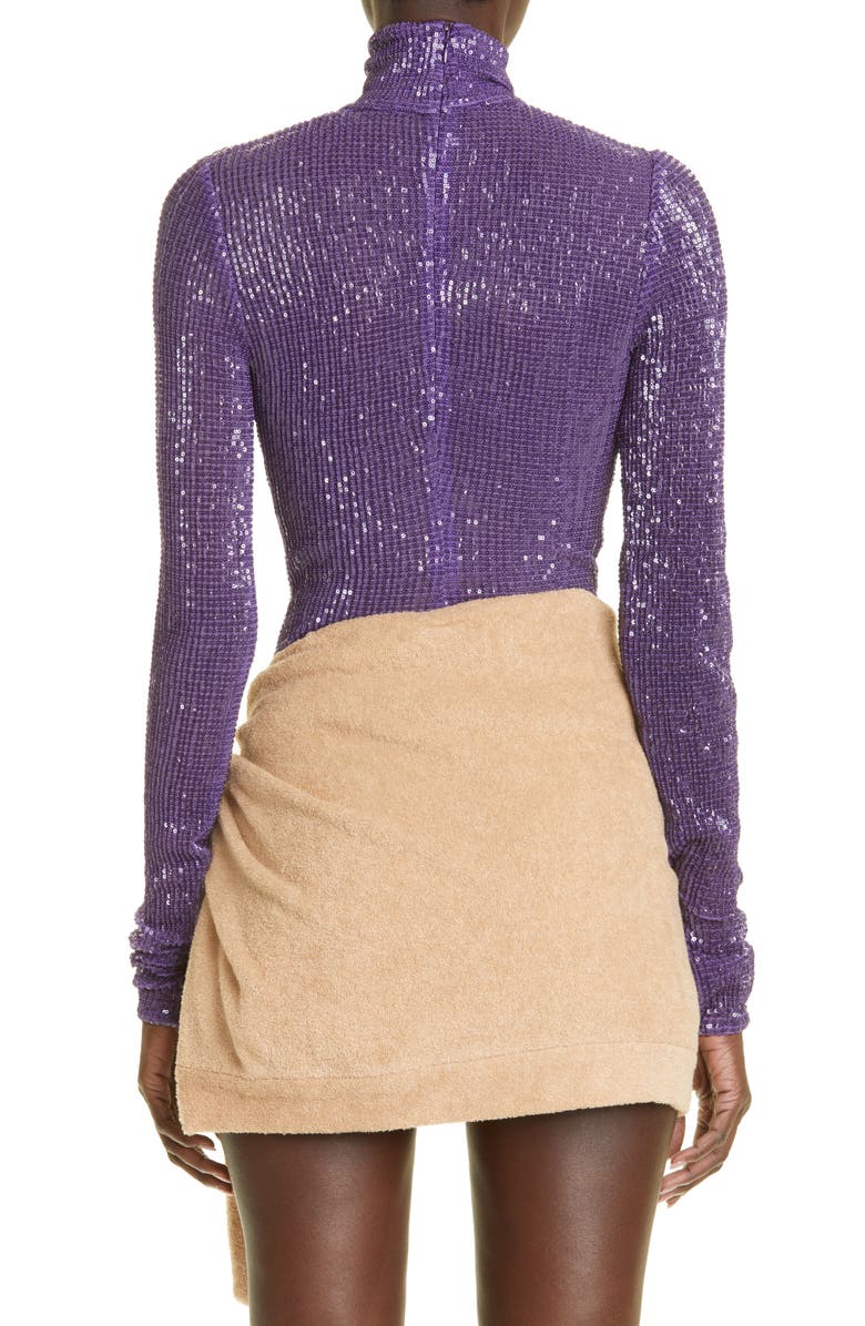 LaQuan Smith Paillette Turtleneck Top, Alternate, color,