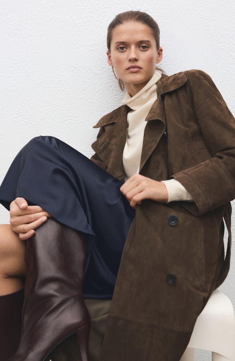 MANGO Satin Maxi Skirt, Alternate, color, Navy