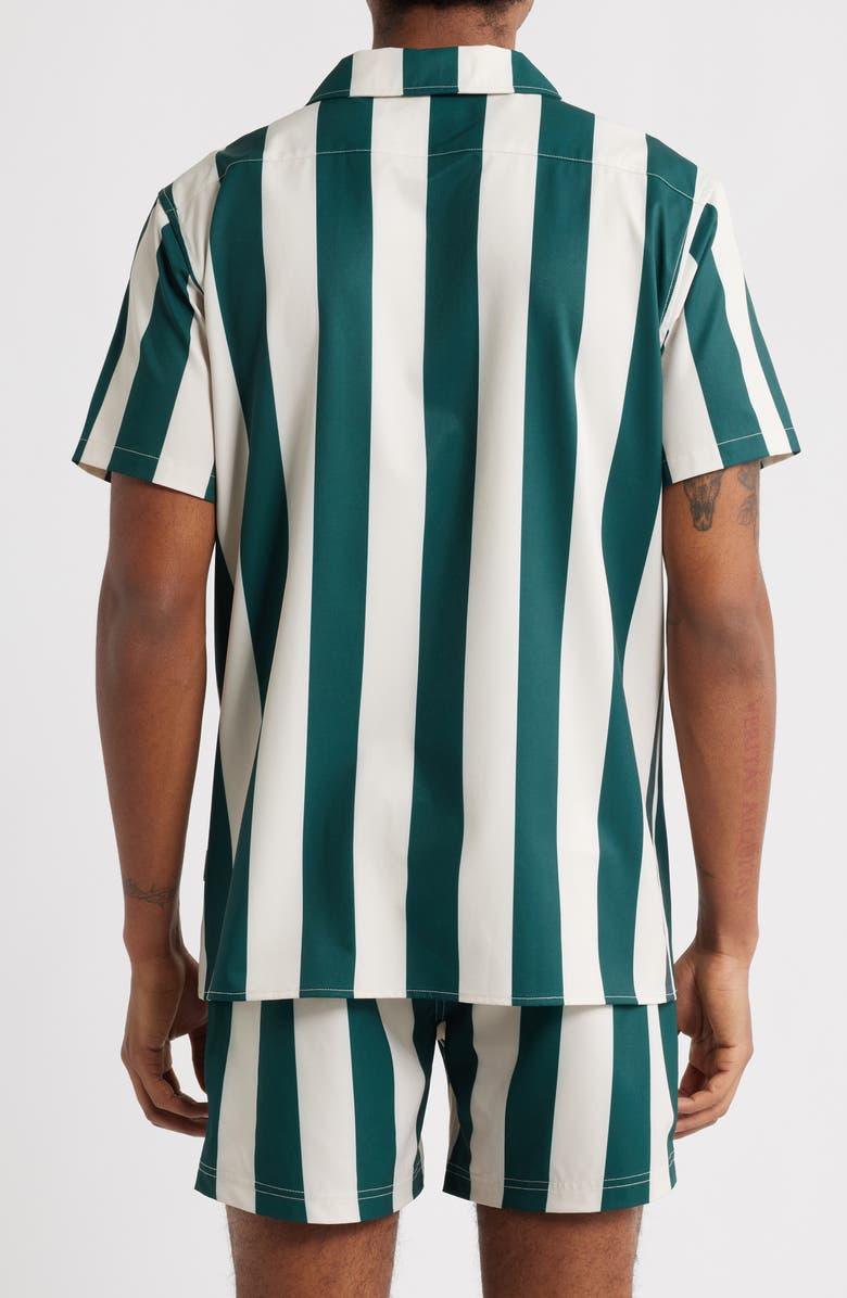 MAVRANS Emerald Heritage Week Stripe Short Sleeve Button-Up Shirt, Alternate, color, Green