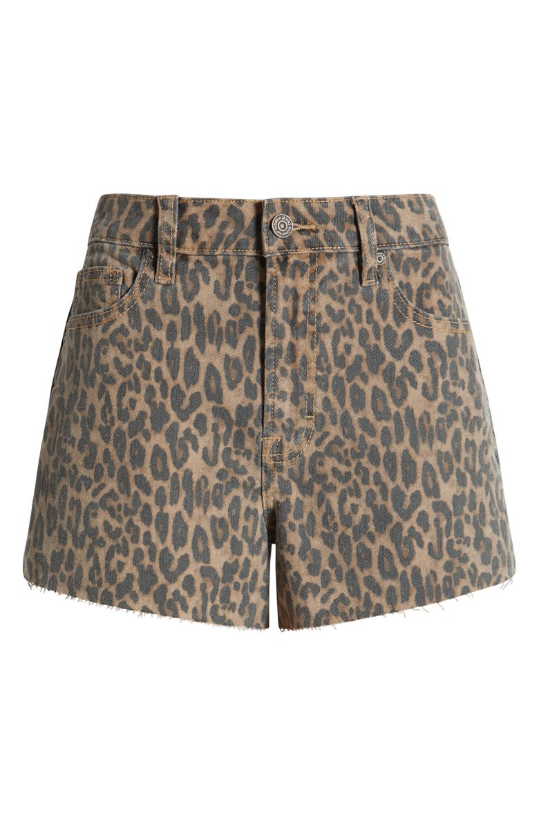 HIDDEN JEANS Cheetah Print Denim Cutoff Shorts, Alternate, color, Khaki
